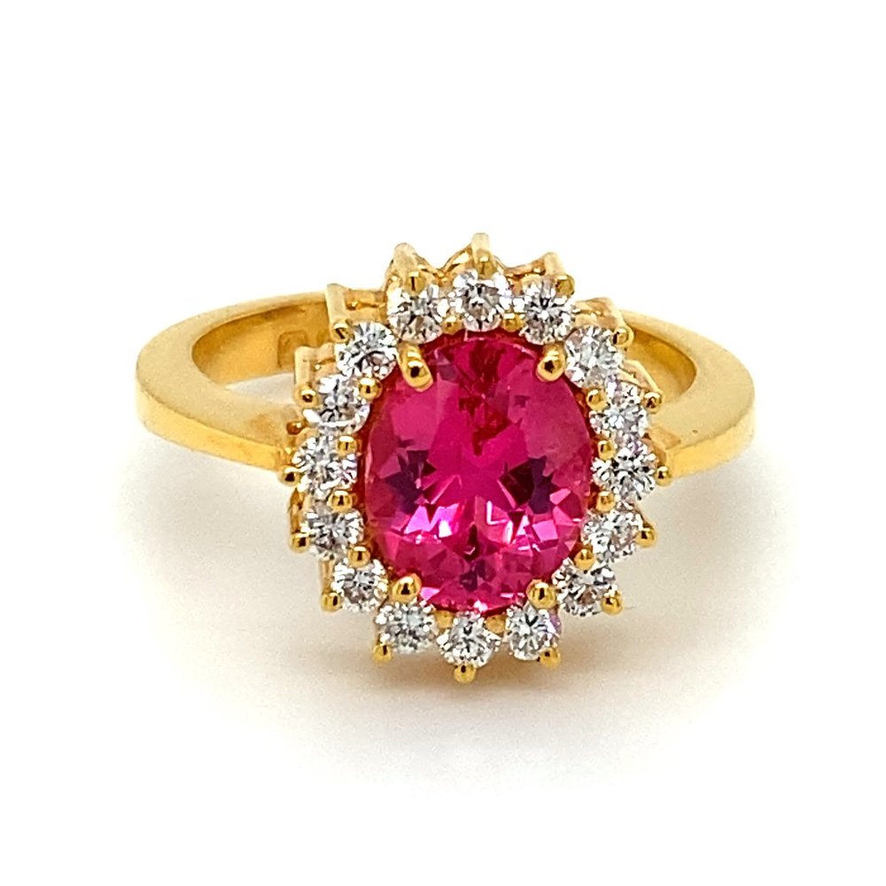 Certified Mahenge Spinel 2.05ct Diamonds 22K Ring